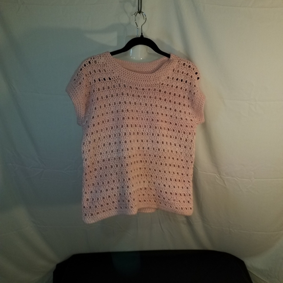 HANDMADE WITH LOVE PINK OMBRE SHORT SLEEVE SWEATER SIZE M - Picture 2 of 5